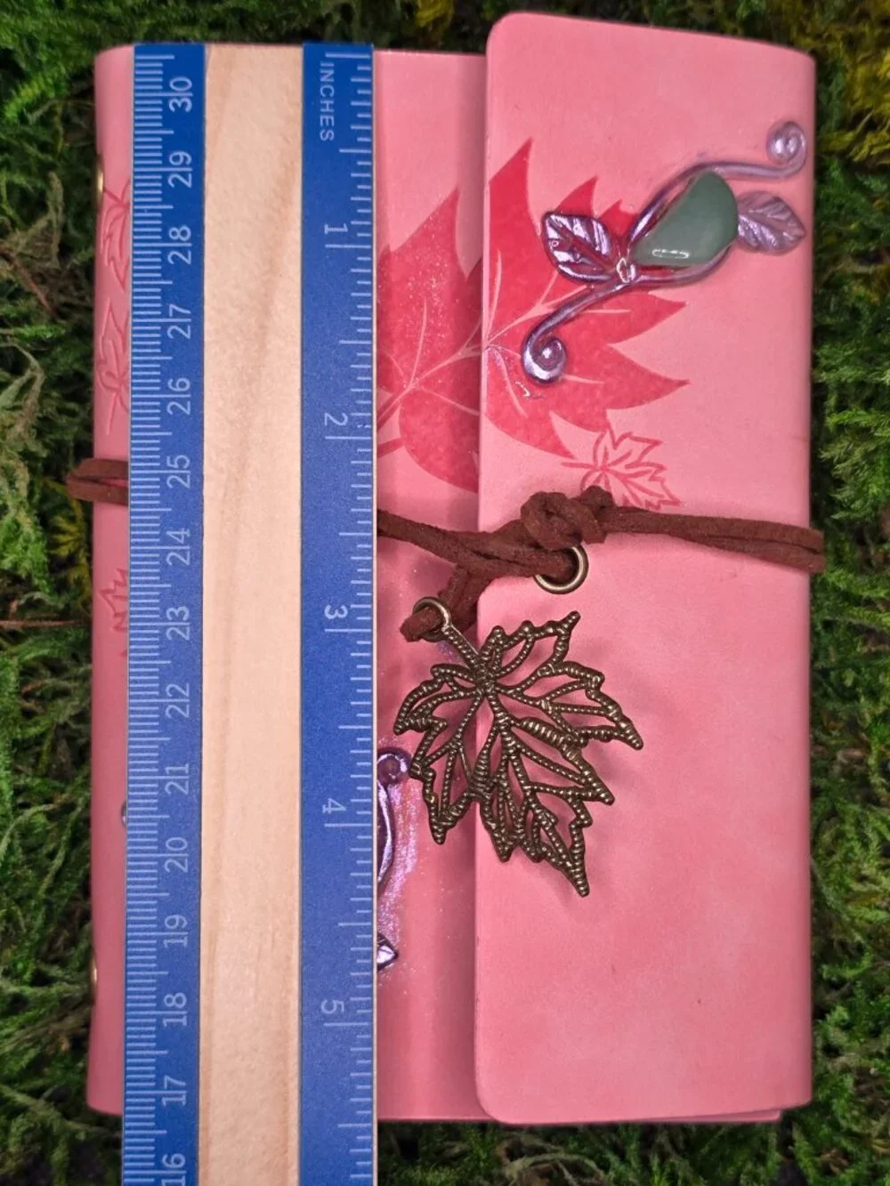 Pink Faux Leather Crystal Journal | Amethyst Rose Quartz Aventurine